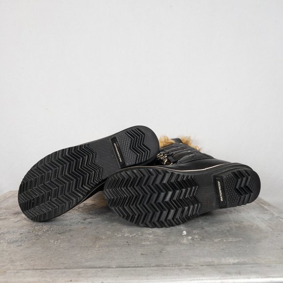 Sorel Tofino II 2 Size 5 Waterproof Rain Snow Boots Lace Up Fur Lined Black Tan - Picture 6 of 8